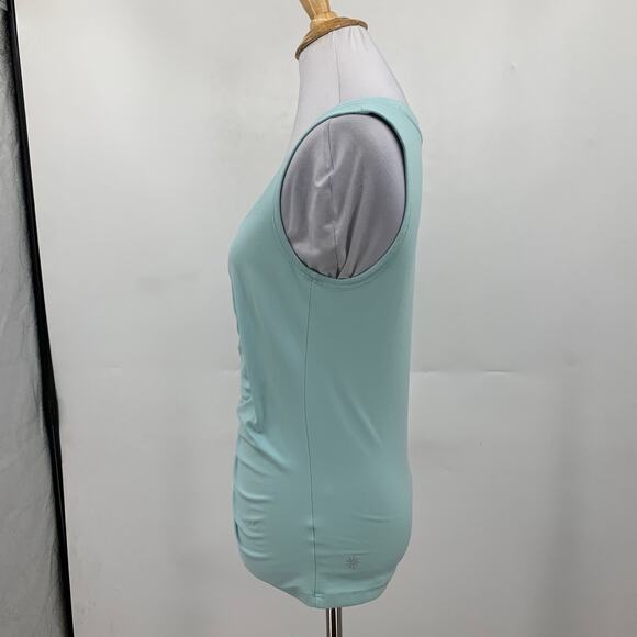 Athleta Tank Top Womens M Medium Sea Glass Gathered Front V Neck Sleeveless - Picture 4 of 11